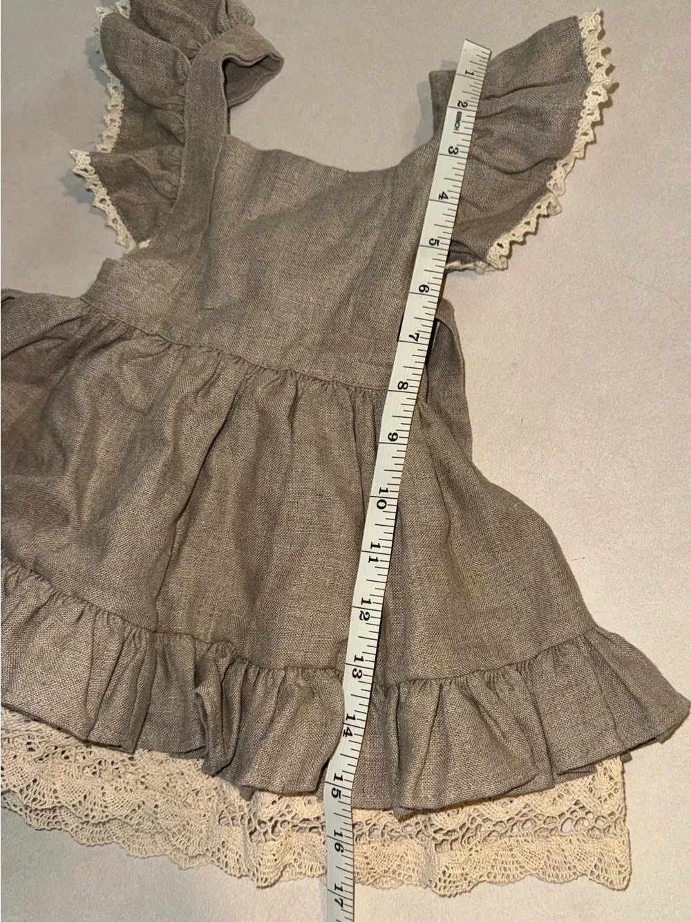 Sweet Jane Irish Linen Baby Dress 6 Months 6M Lacy Ruffle Pinafore